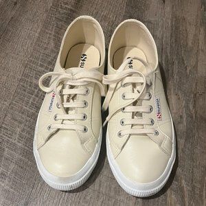 Beige Superga Leather Sneakers